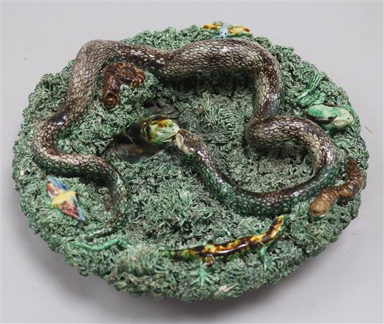 A Palissy snake plate